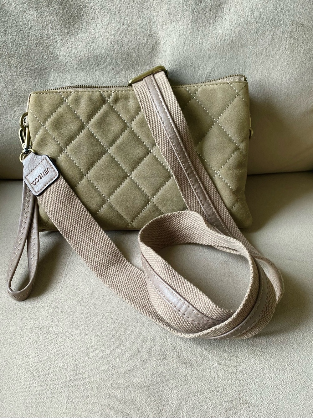 Jen & Co Faux Suede Quilted Crossbody